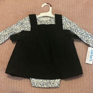 Carter's Black Pinafore with Floral Bodysuit